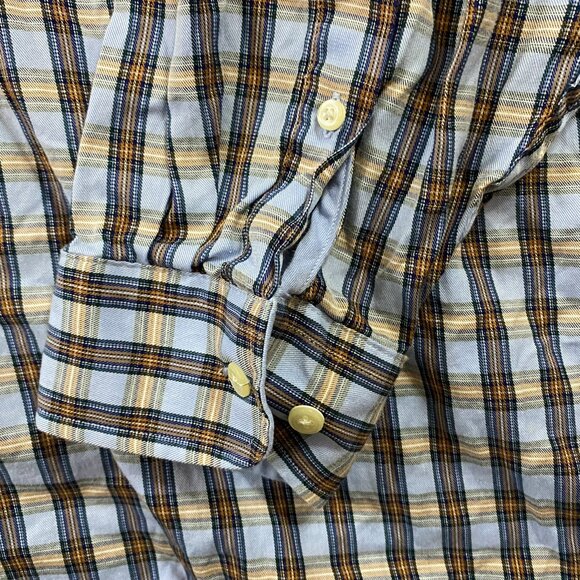 MINE Men’s Long Sleeve Classic Fit Orange Blue Checked Button Down Shirt Sz 2XB - Picture 5 of 11